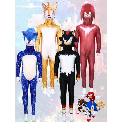 Sonic the Hedgehog Shadow Miles Knuckles Group Cosplay Onesie Halloween Parent-child Costume