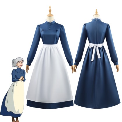 Halloween Costume Howl's Moving Castle Sophie Cosplay Blue Maid Costume