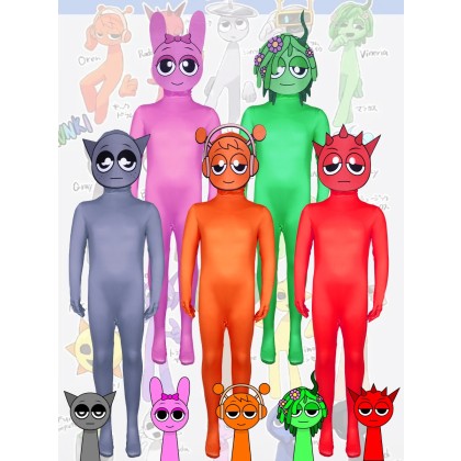 Sprunki Incredibox Cosplay Jumpsuit Halloween Group Parent-child Costume