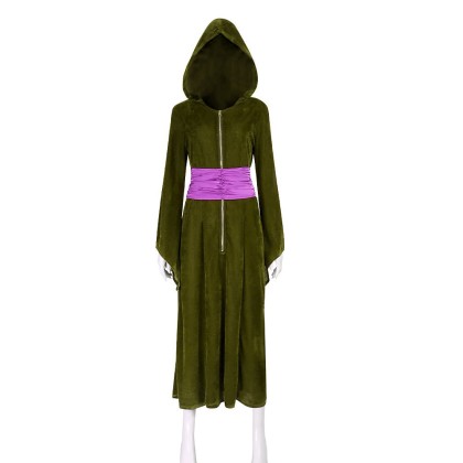 Green Velvet Hooded Dress