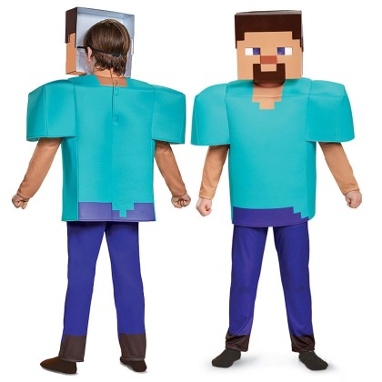 Minecraft Steve Blue Boxer Children's Halloween Cosplay Costume