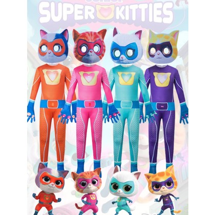 Super Kitties Cosplay Jumpsuit Halloween Group Costume For Kids