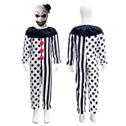 Halloween Costume Black & White Terrifying Clown Costume For Children
