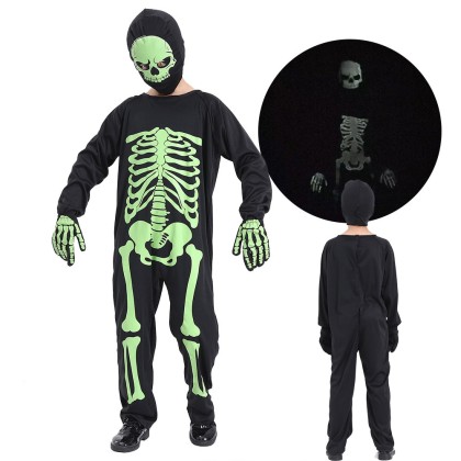 Kids Glow-in-the-Dark New Terror Skeletons Halloween Cosplay Costume
