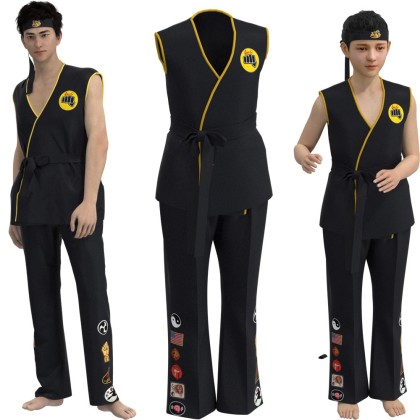 The Karate Kid Black Taekwondo Training Uniform Halloween Cosplay Costume