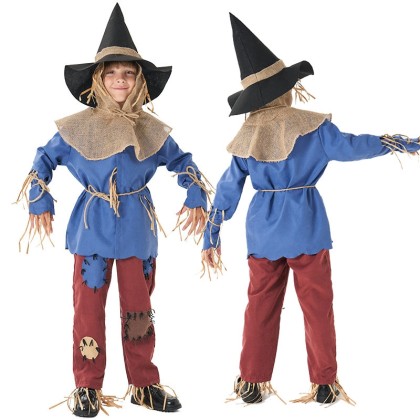 Halloween The Wonderful Wizard of Oz Scarecrow Cosplay Costume For Kids