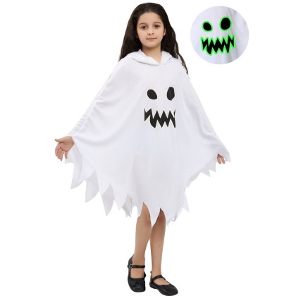 Children's White Ghost Glowing Grimace Halloween Cosplay Costume