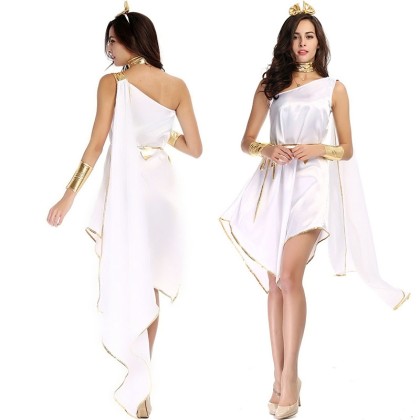 White Goddess Flowing Irregular Dress For Halloween