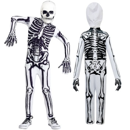  Kid's Halloween Horrible White Skeleton Cosplay Costume