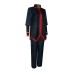 Navy Tunic Set With Red Trim