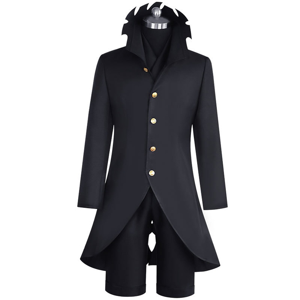 Okarun transformed form cosplay costume with black long coat and mask
