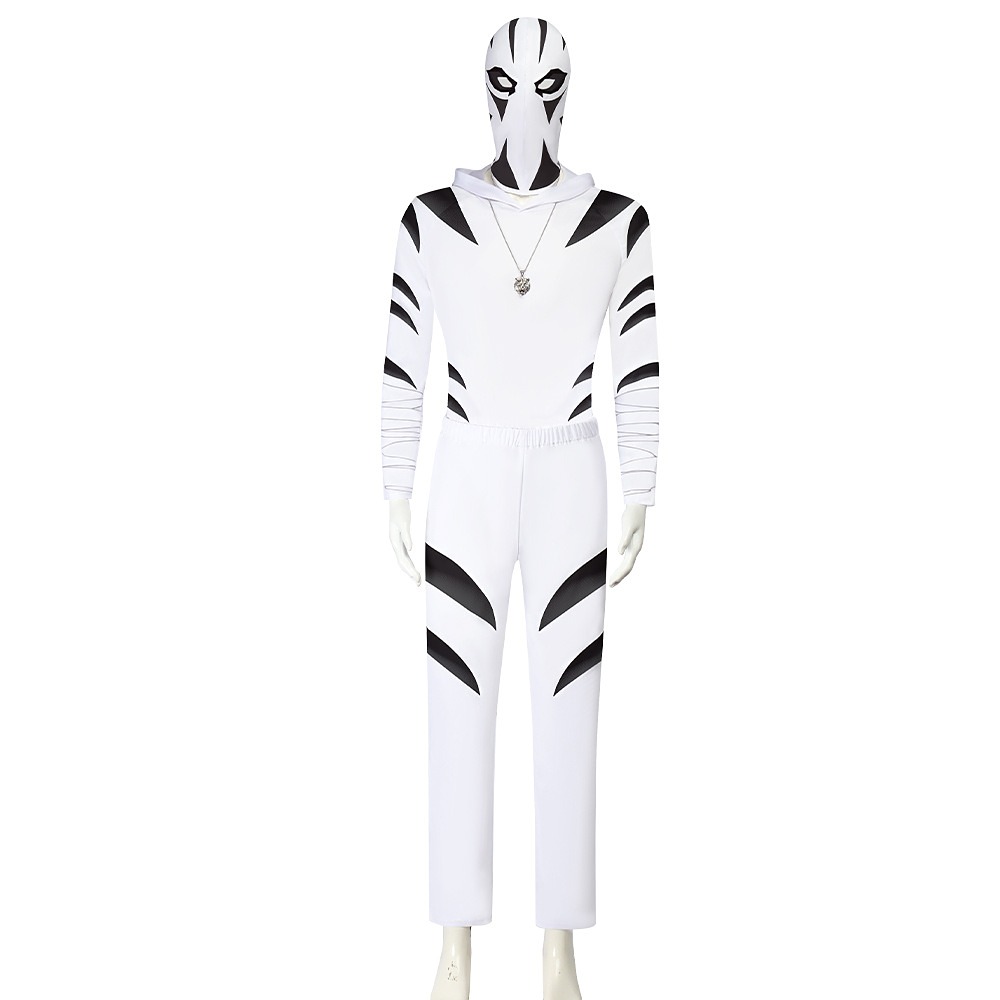Daredevil Born Again White Tiger cosplay costume with striped suit, mask and tiger necklace