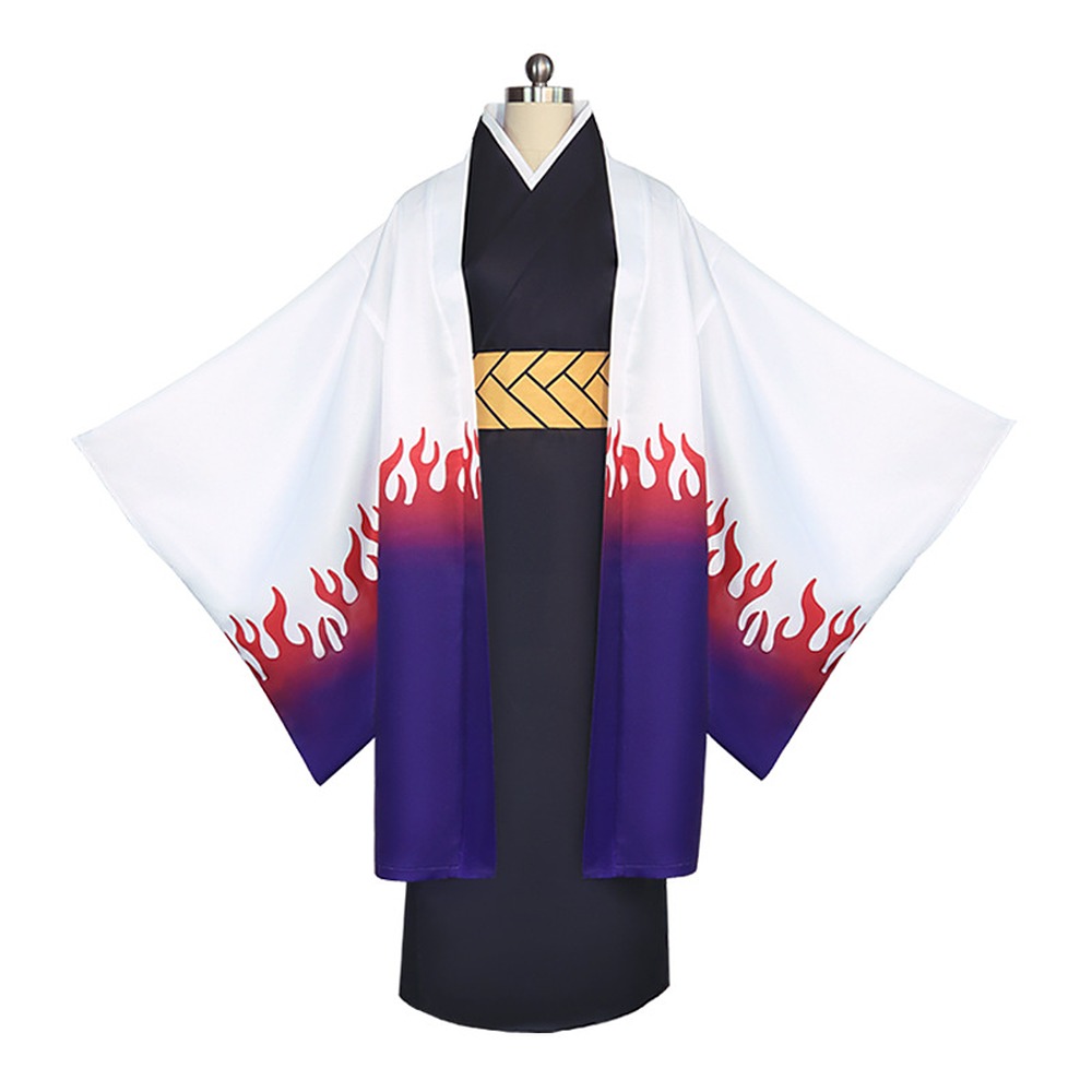 Kagaya Ubuyashiki cosplay costume with black kimono, white haori and gold belt