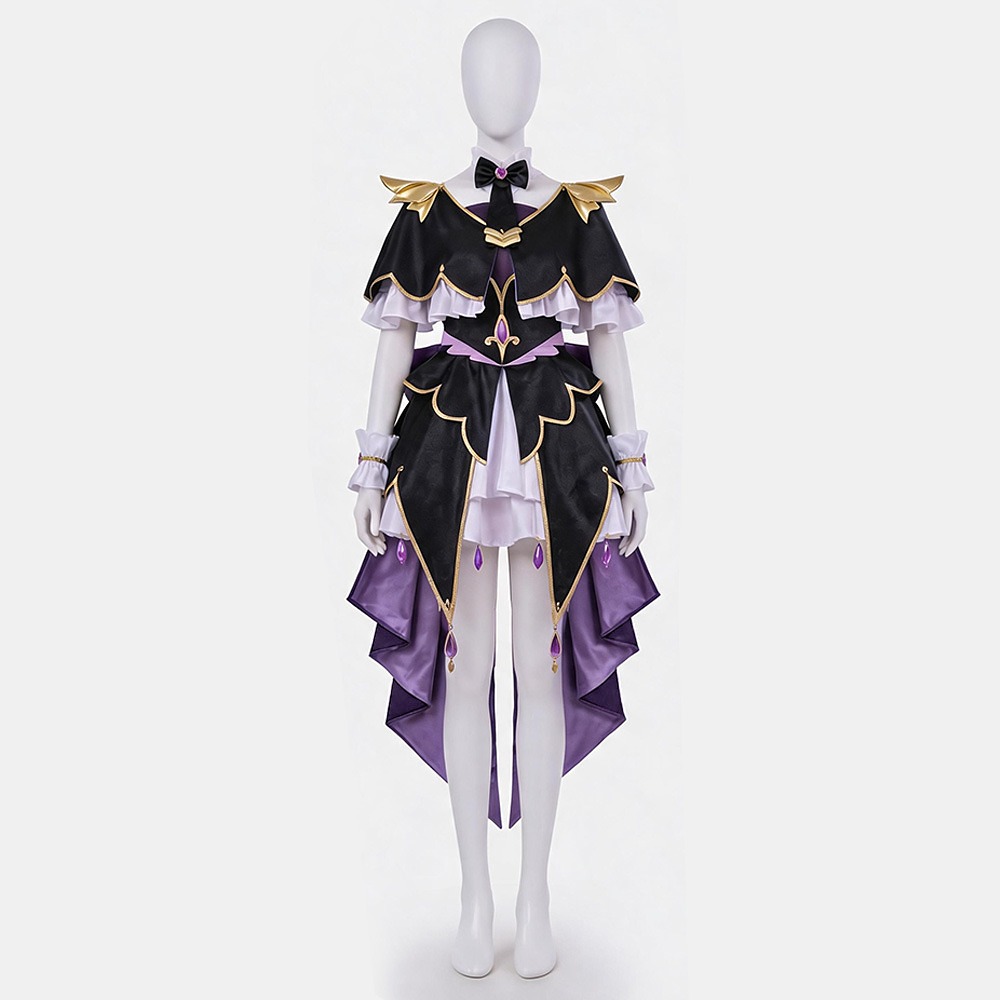 Cure Arcana Shadow black and purple cosplay costume with gold winged shawl