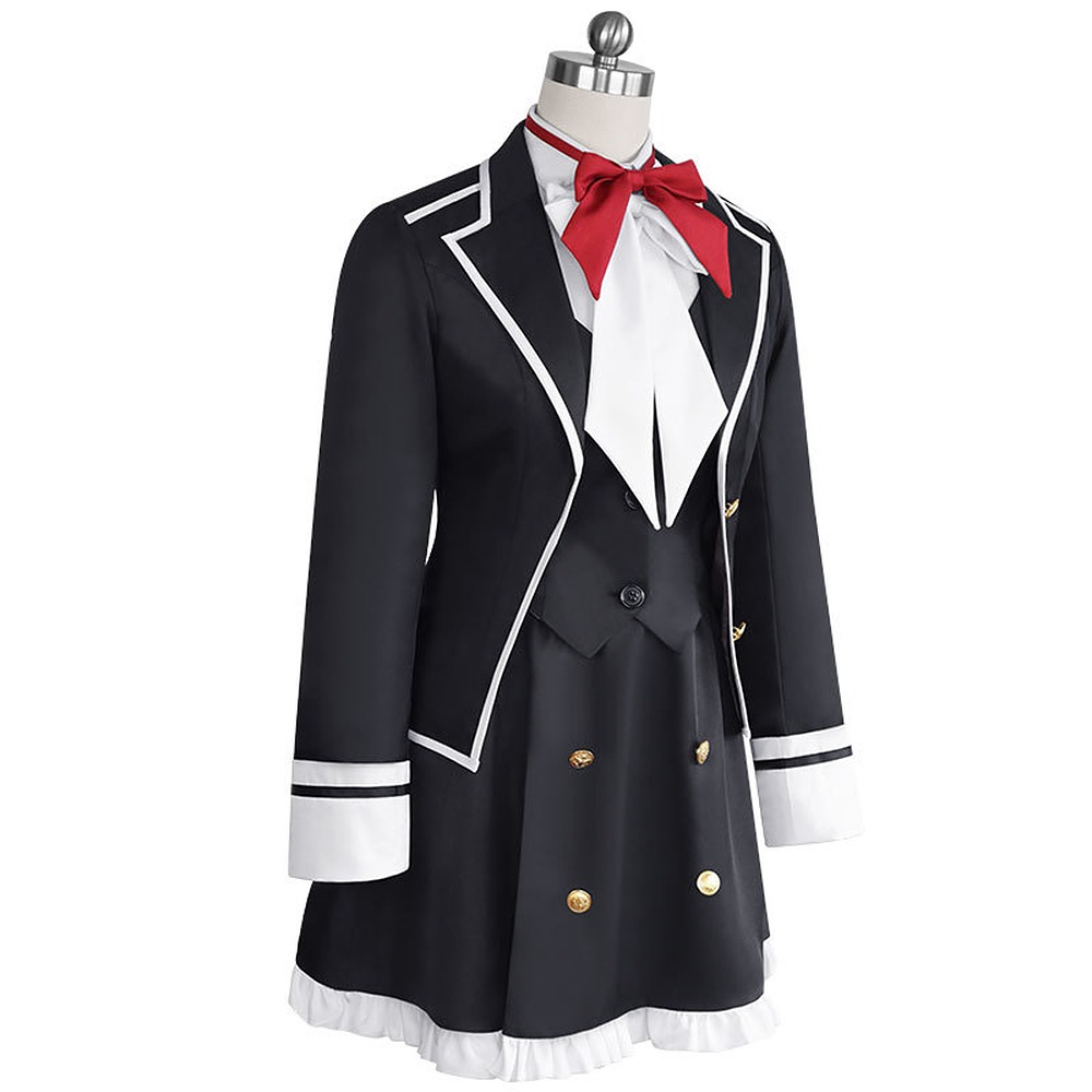 Yui Komori black Ryoutei Academy uniform cosplay costume with red bow