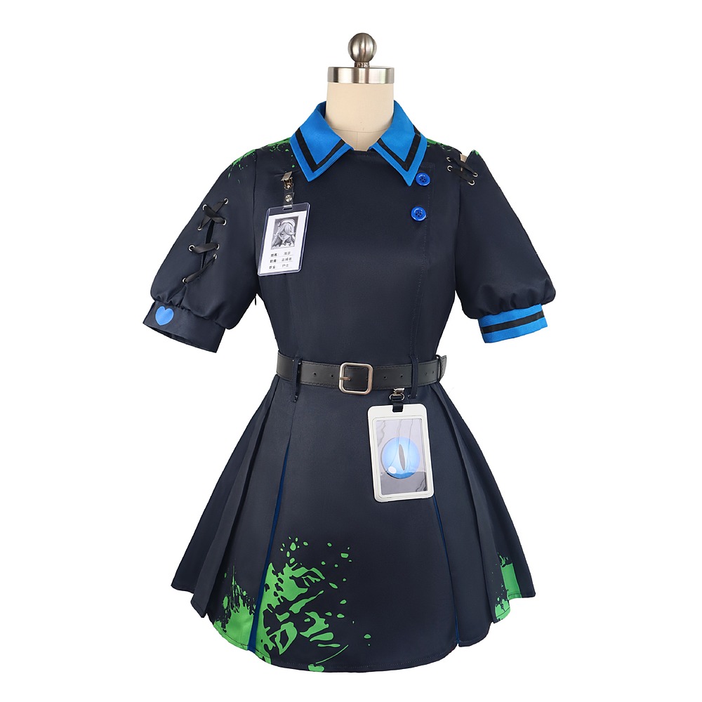 Eggy Party Deranged Nurse Heather cosplay costume in black with nurse cap, gloves and eye patch
