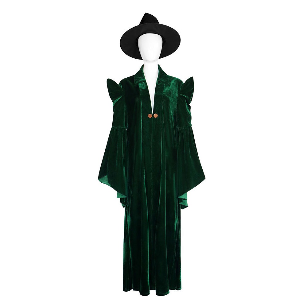 Harry Potter Professor Minerva McGonagall green velvet robe and witch hat costume