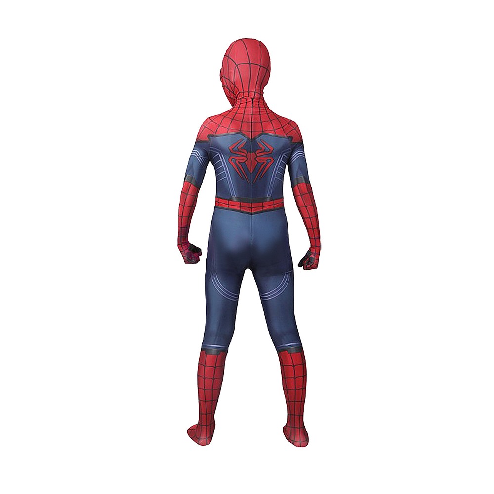 Kids Spider-Man Peter Parker red and navy printed jumpsuit with hood