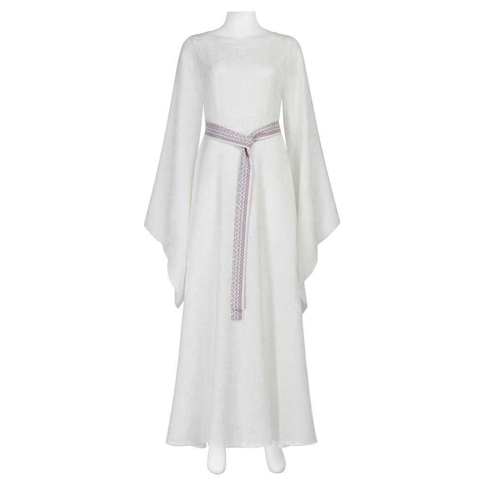 Galadriel cosplay white Elven gown with woven belt