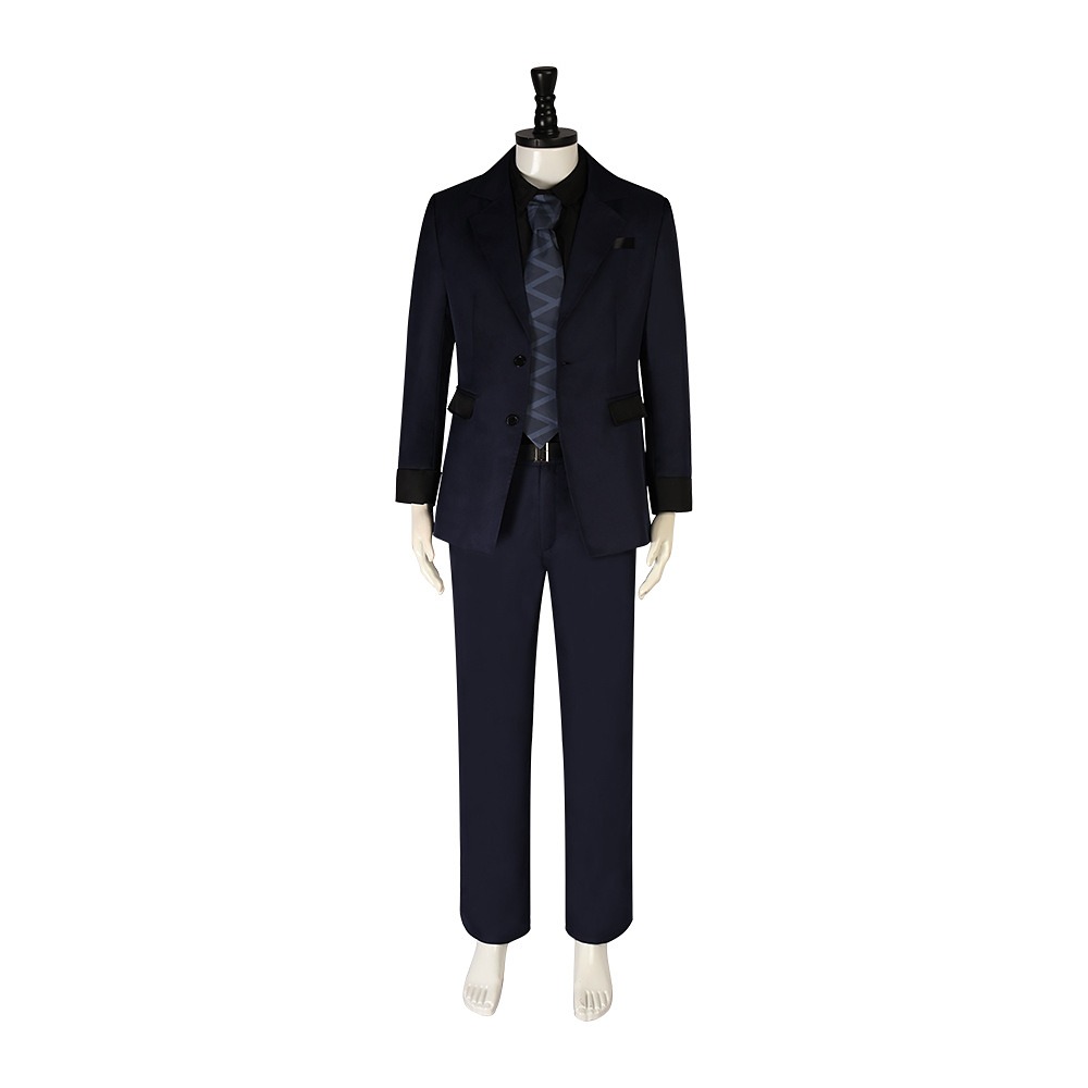 Draco Malfoy men's navy suit cosplay costume shown from the front