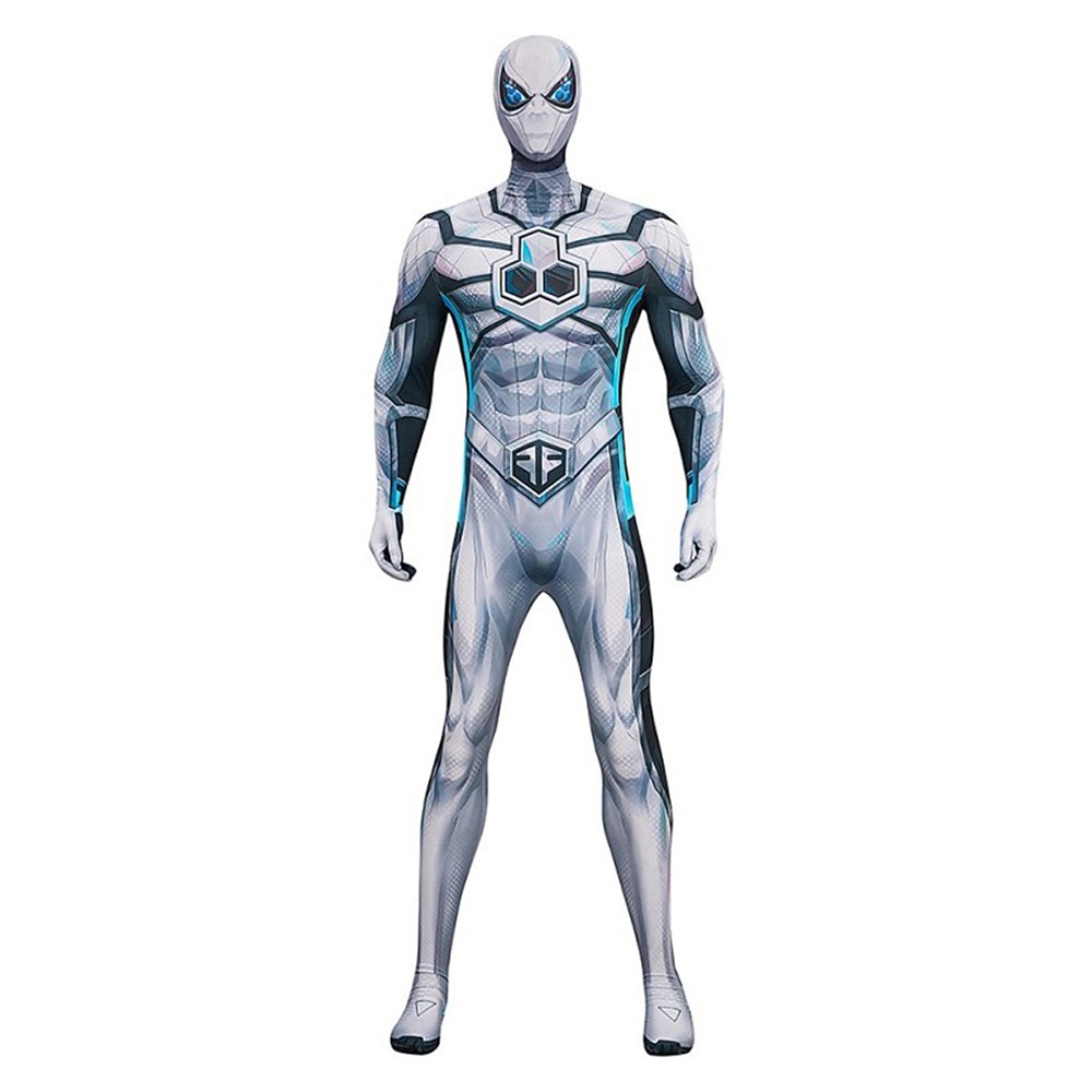 Marvel Rivals Spider-Man Future Foundation white and blue cosplay bodysuit with mask