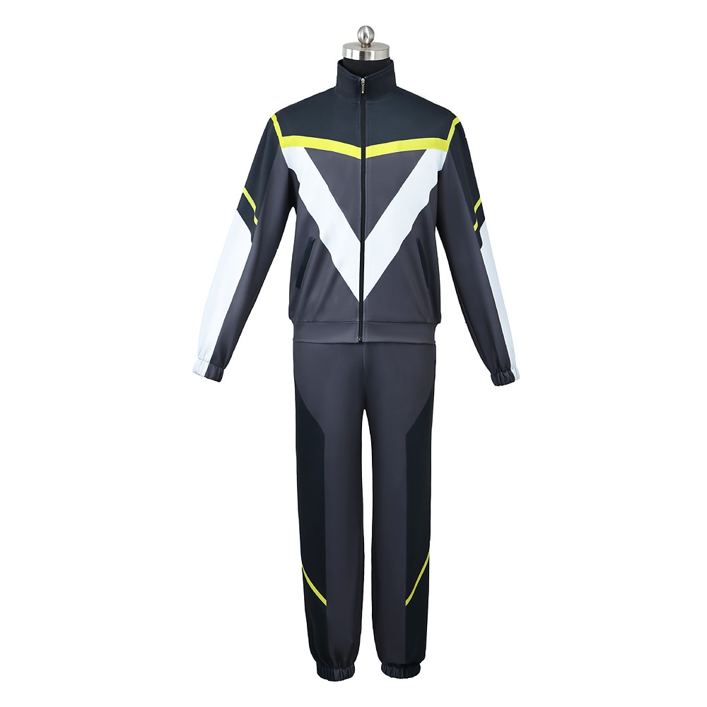 Kai Hikinami Polis Hopper team charcoal track jacket and trousers cosplay costume front view