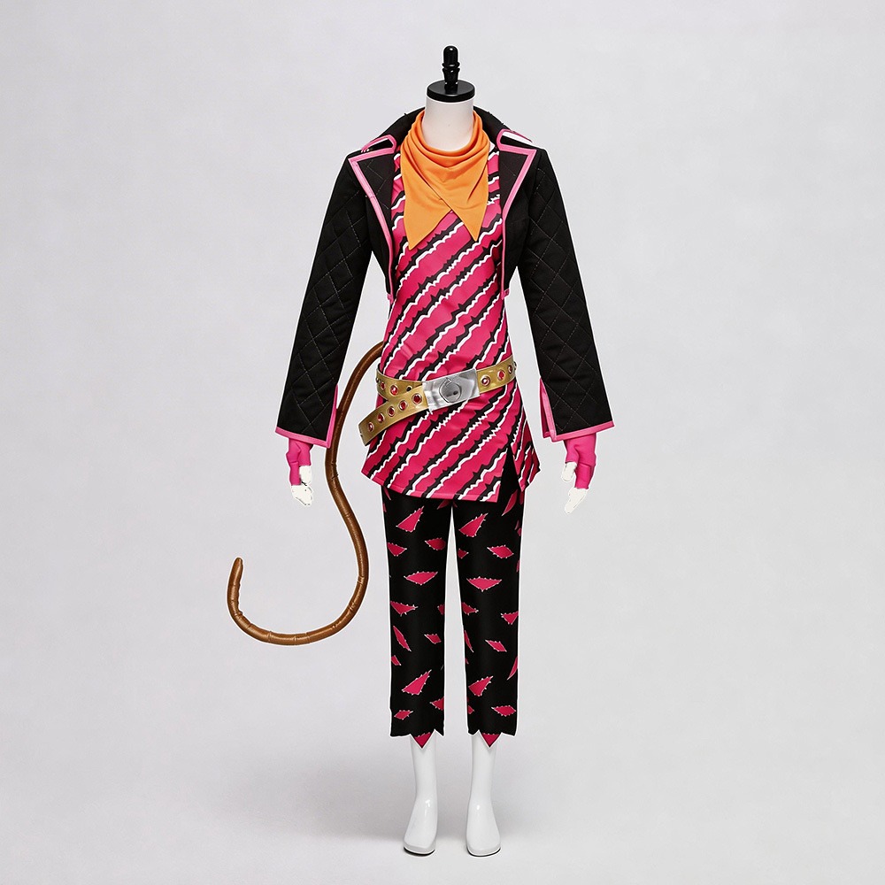 Monster High Toralei Stripe costume with black jacket, pink striped top, pants, cat ears and tail