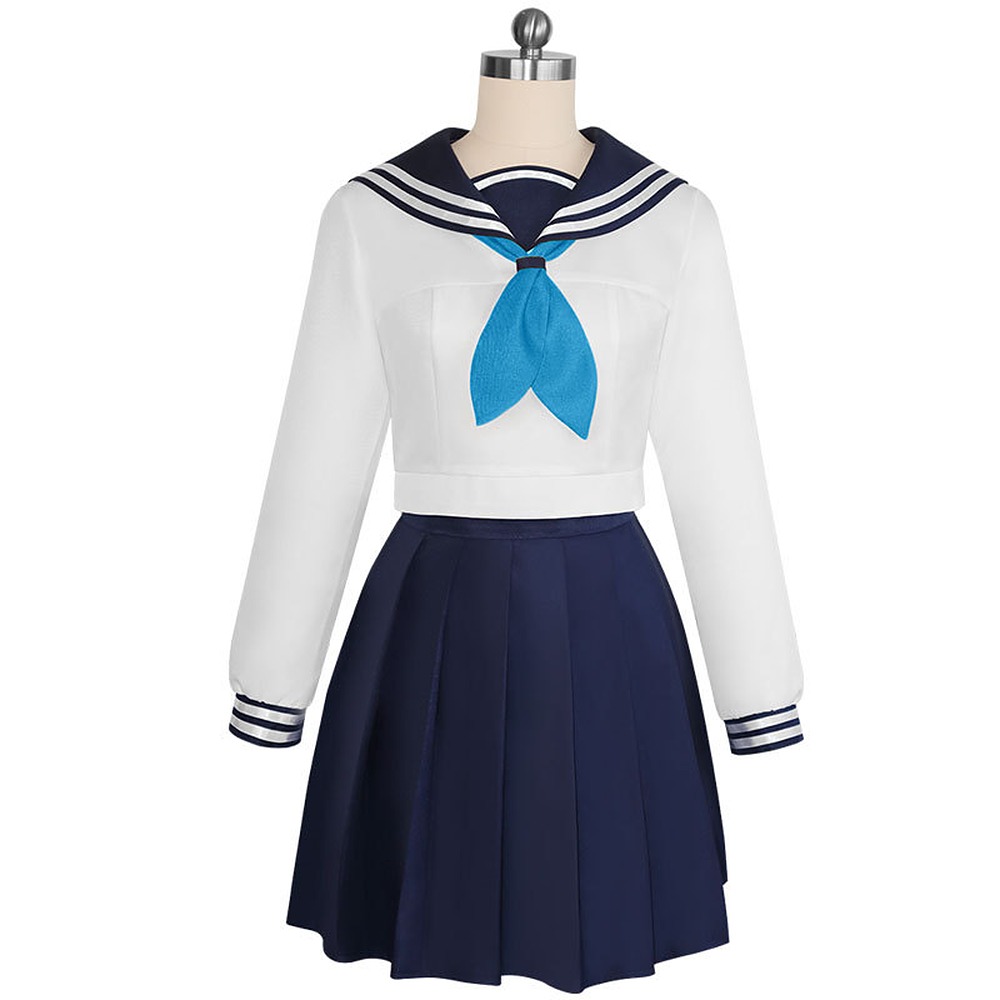 Noko Shikanoko sailor uniform cosplay with blue scarf