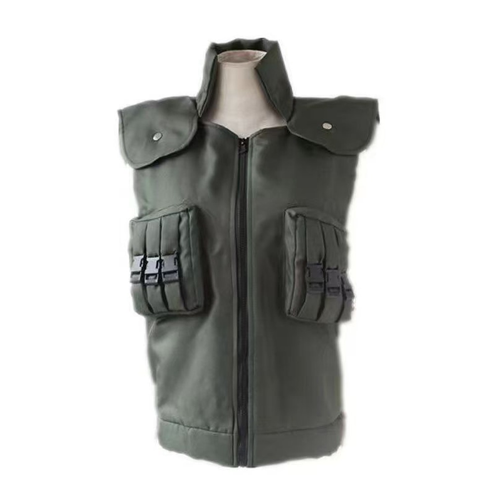 Green Kakashi Hatake jonin flak vest shown from the front