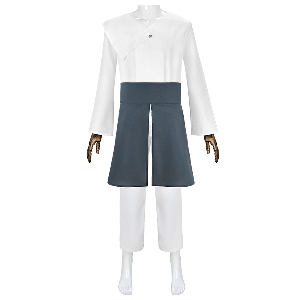 Neji Hyuga Shippuden cosplay costume with white robe and apron