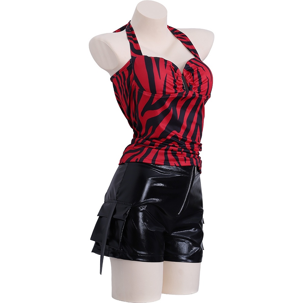 Obsessed Nikki red black stripe set