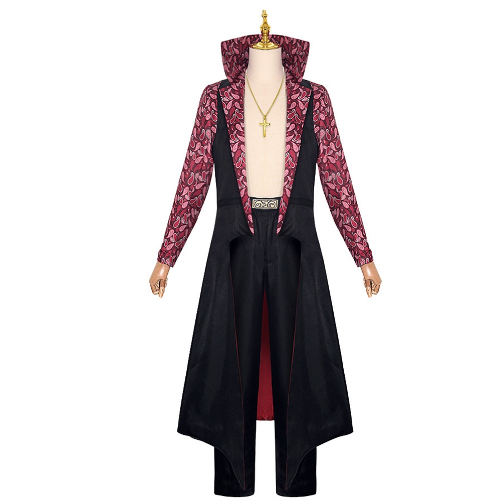 Dracule Mihawk long coat with burgundy paisley