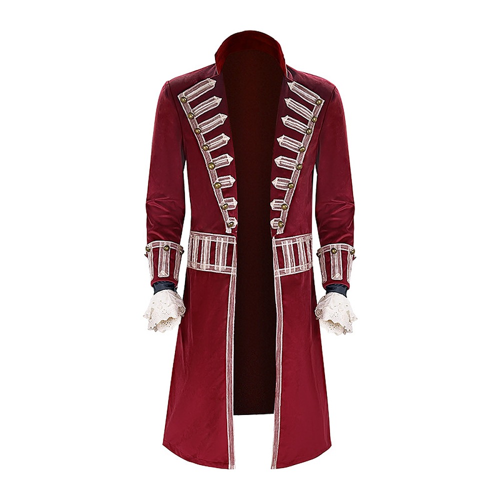 Peter Pan and Wendy Captain Hook red pirate frock coat with beige braid and cuff details