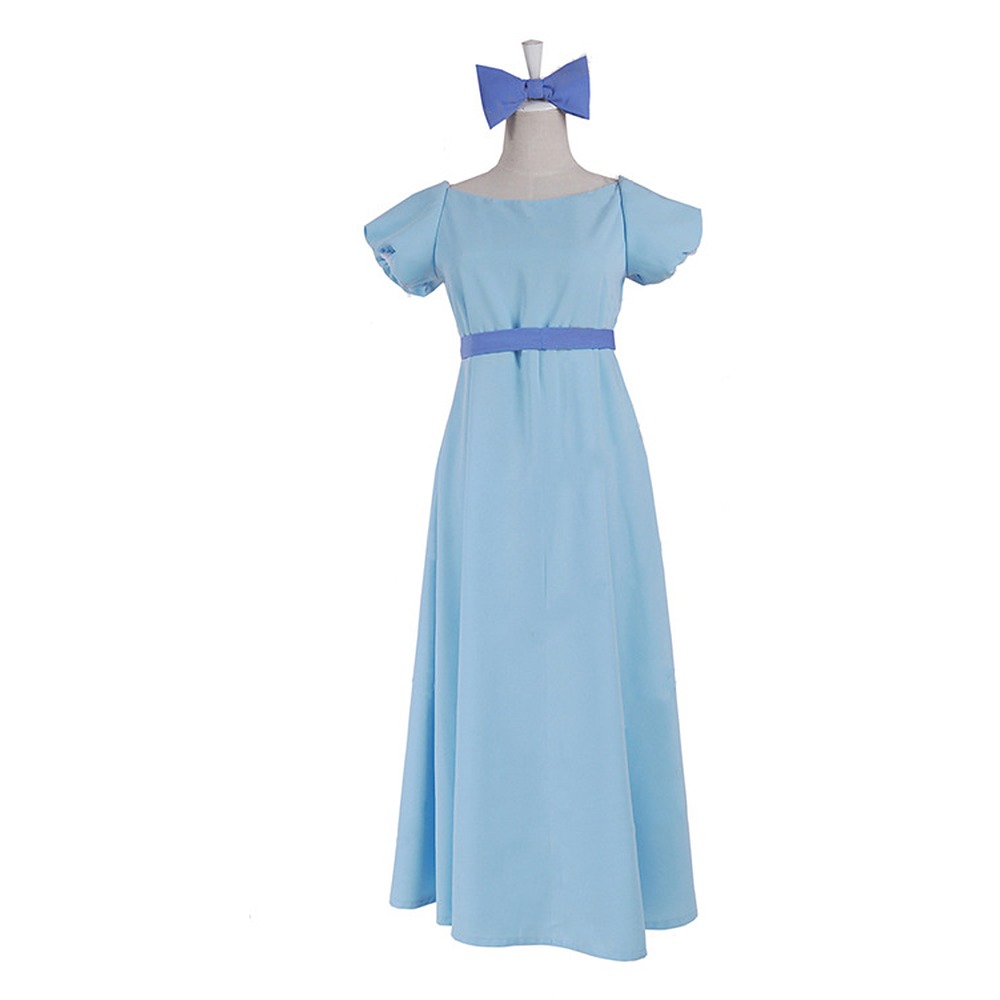 Peter Pan Wendy Darling light blue long nightgown dress with tie sash