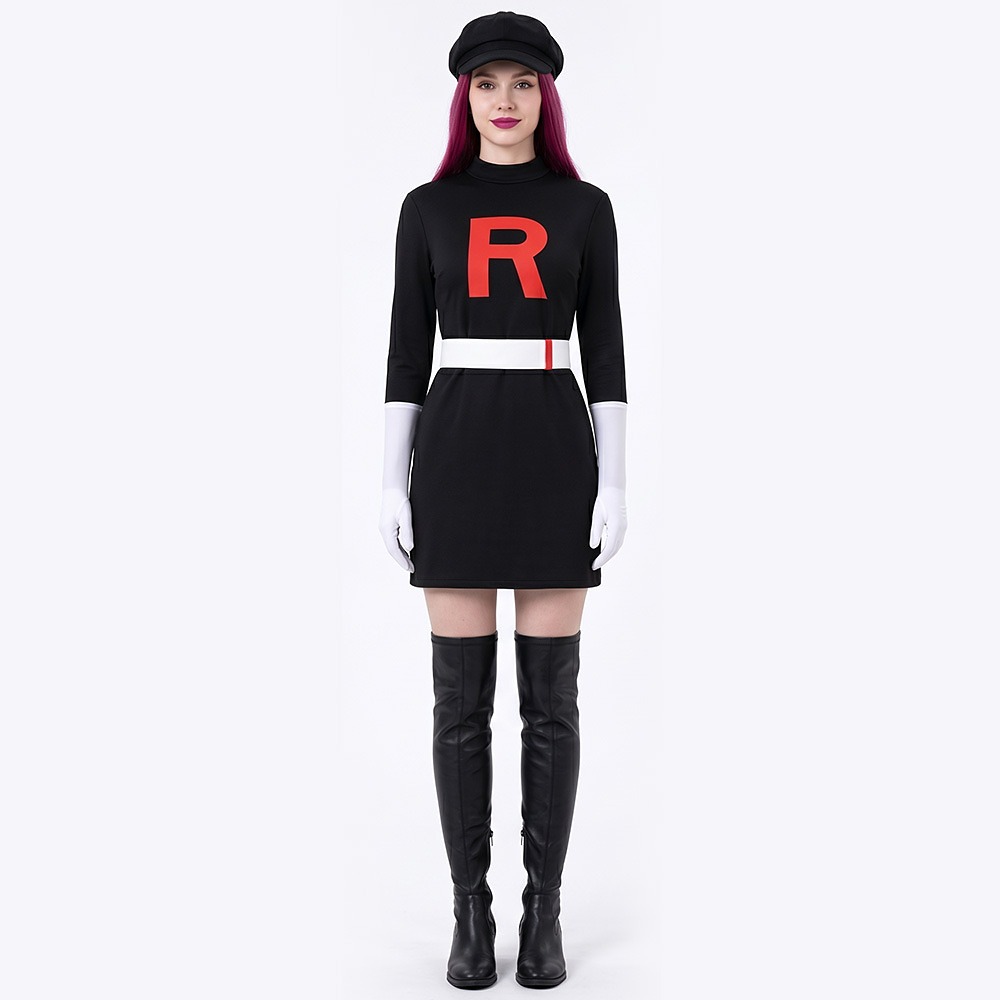 Pokemon Team Rocket Jessie black R dress with white waistband and gloves