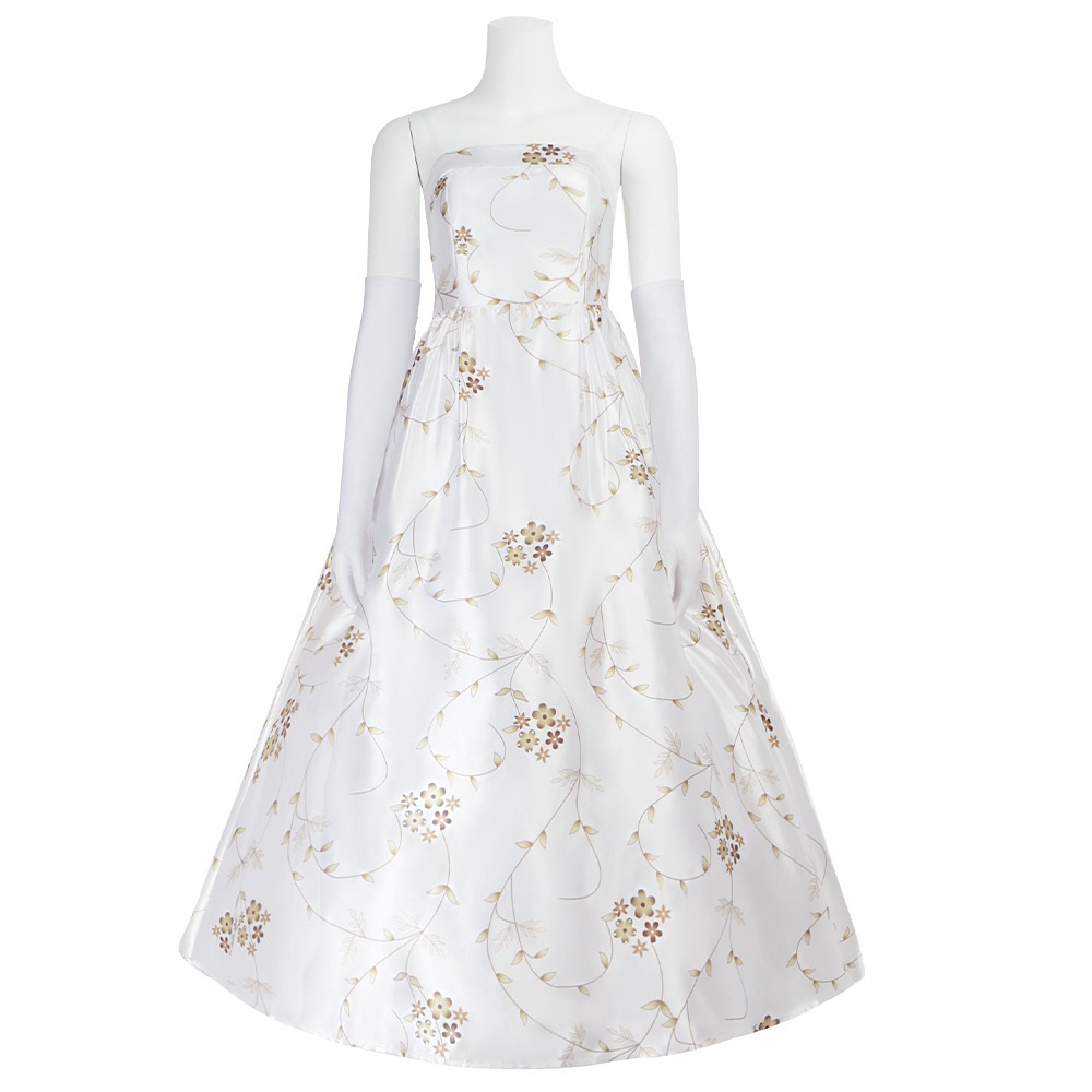 Mia Thermopolis white strapless floral ball gown costume with long gloves