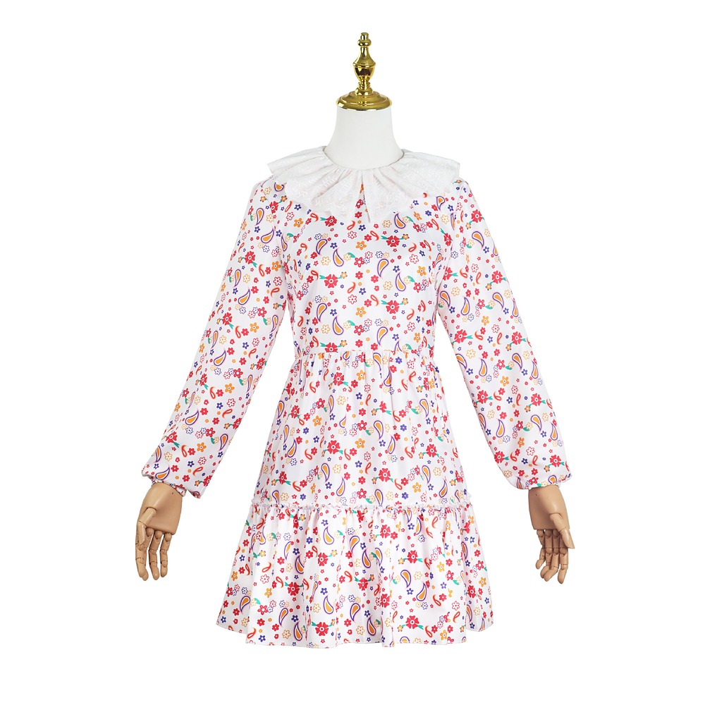 Return to Silent Hill Laura cosplay costume floral print dress with white ruffled collar