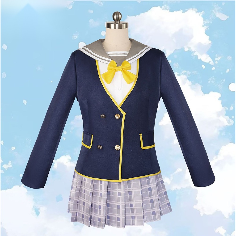 Sabbat of the Witch Nene Ayachi navy school uniform cosplay costume with plaid skirt and bow tie