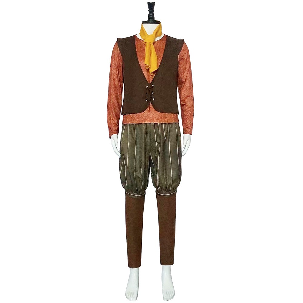 Shrek Forever After Rumpelstiltskin costume with shirt, vest, striped breeches and scarf