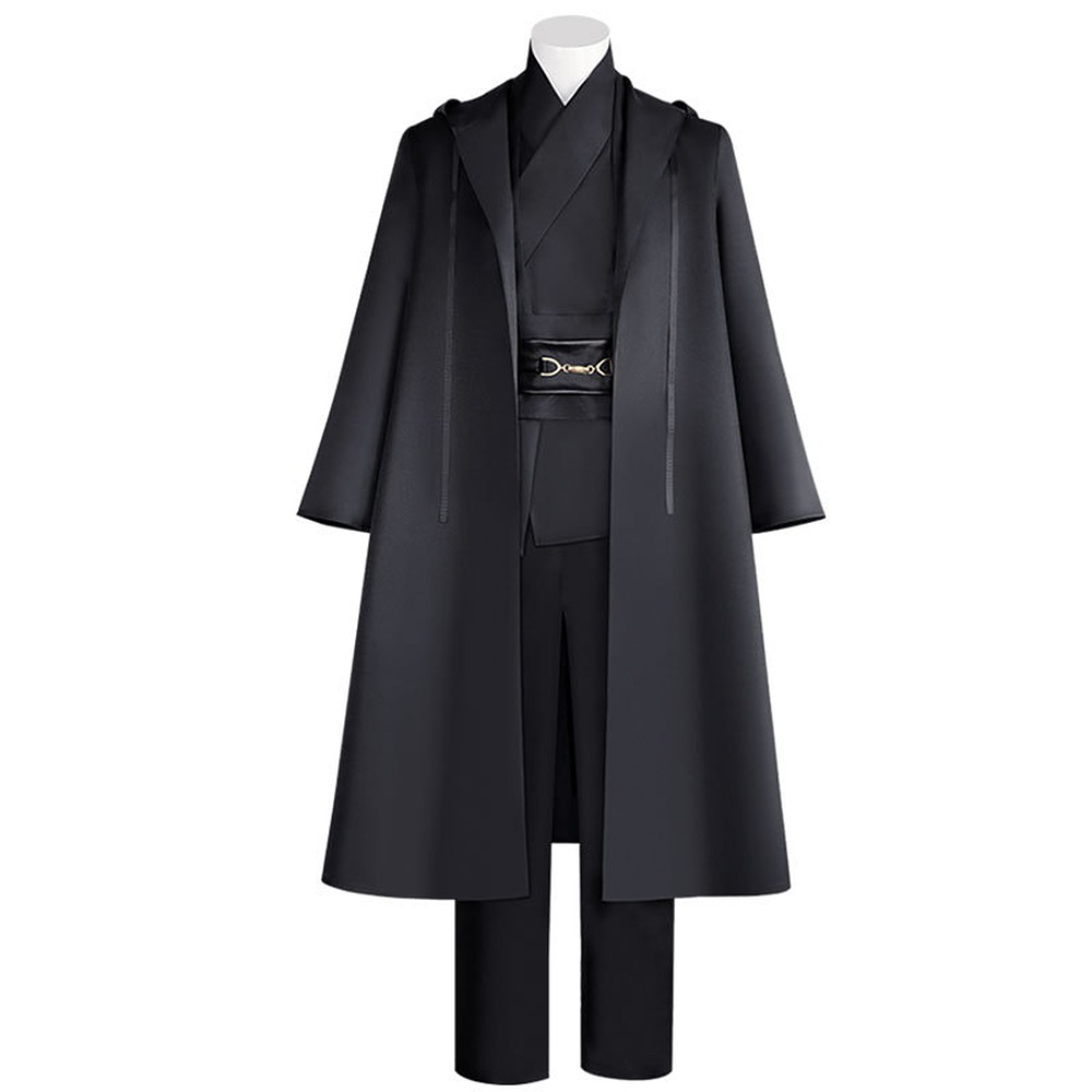 Anakin Skywalker black hooded Jedi robe cosplay costume front view