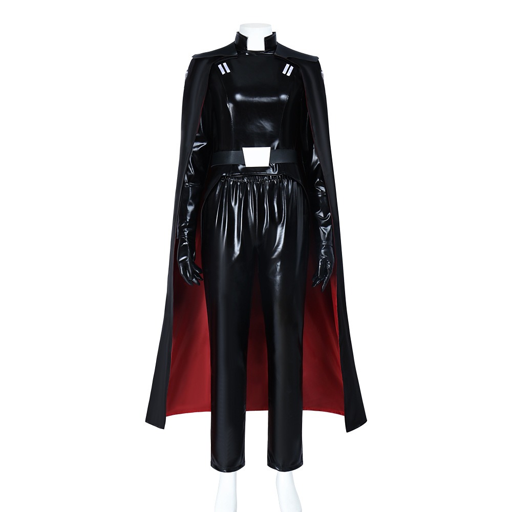 Star Wars Female Sith black faux leather uniform with red-lined cape