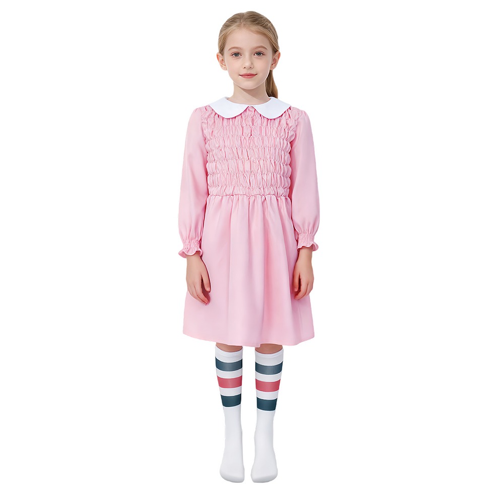 Eleven pink dress Stranger Things