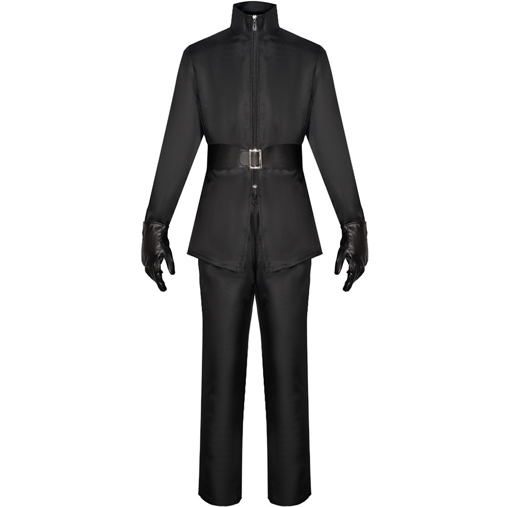 V for Vendetta V cosplay costume with black cloak, top, pants, belt and gloves