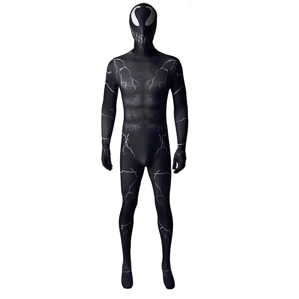 Venom Let There Be Carnage black and white symbiote cosplay jumpsuit with separate hood