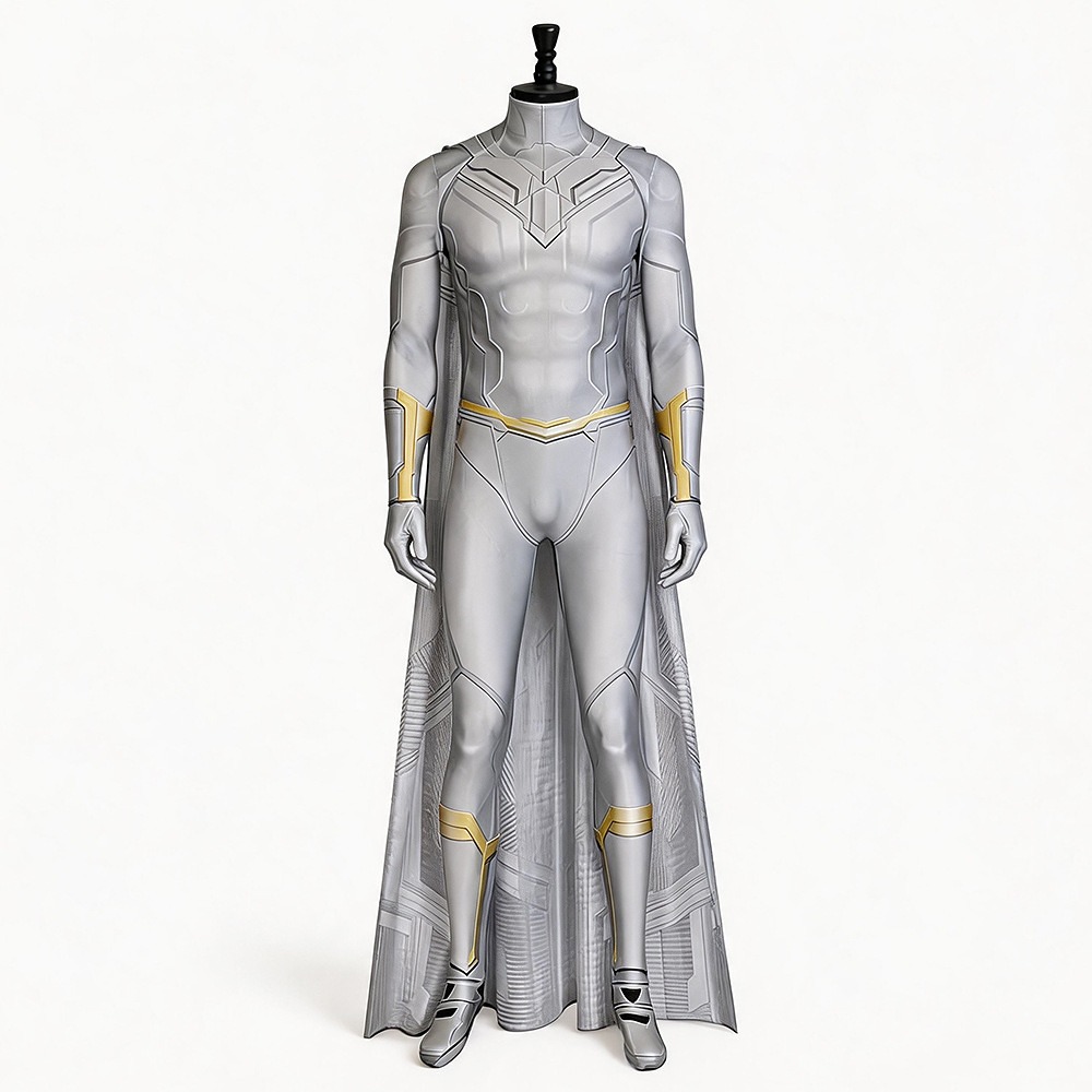 White Vision grey printed jumpsuit with long panelled cape for men
