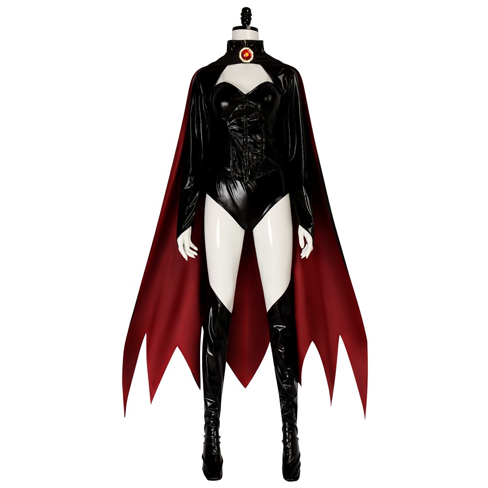 X-Men '97 Madelyne Pryor Goblin Queen black corset costume with red-lined cloak