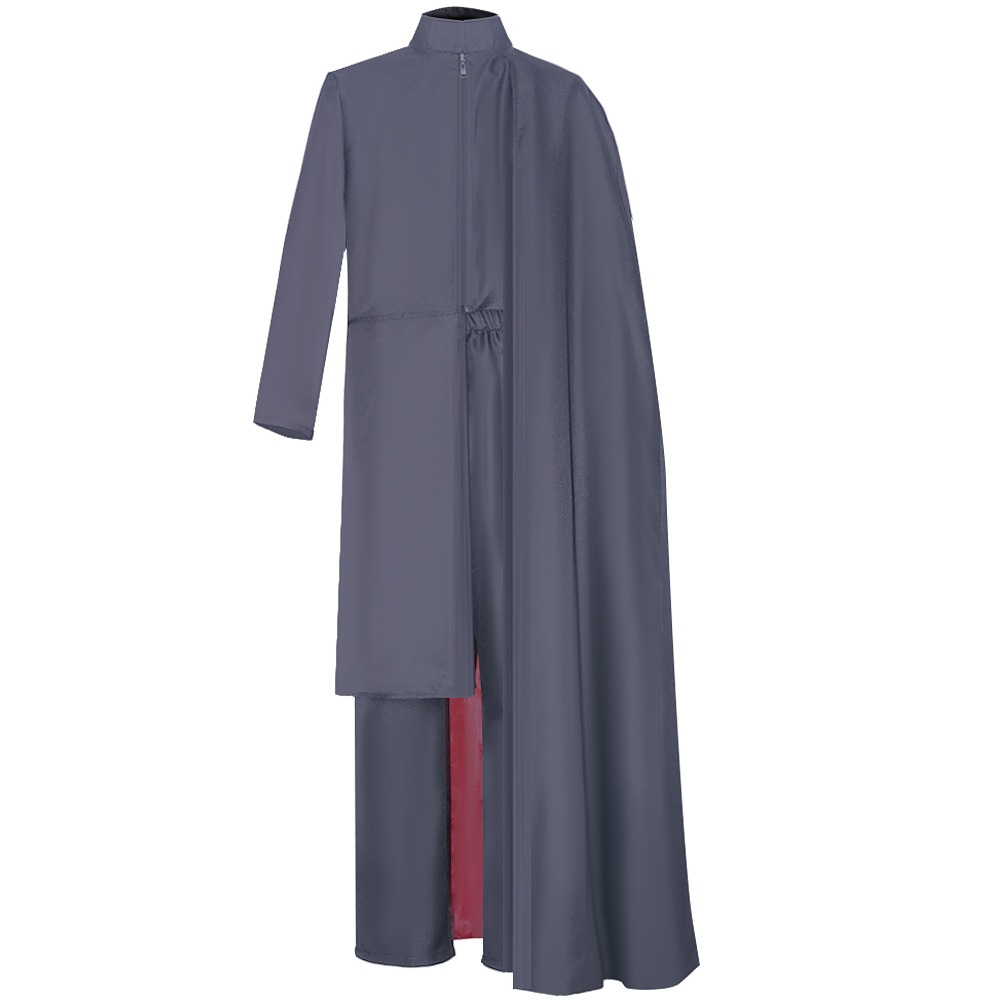 X-Men Magneto grey high-collar long coat with red-lined left-shoulder cape and pants