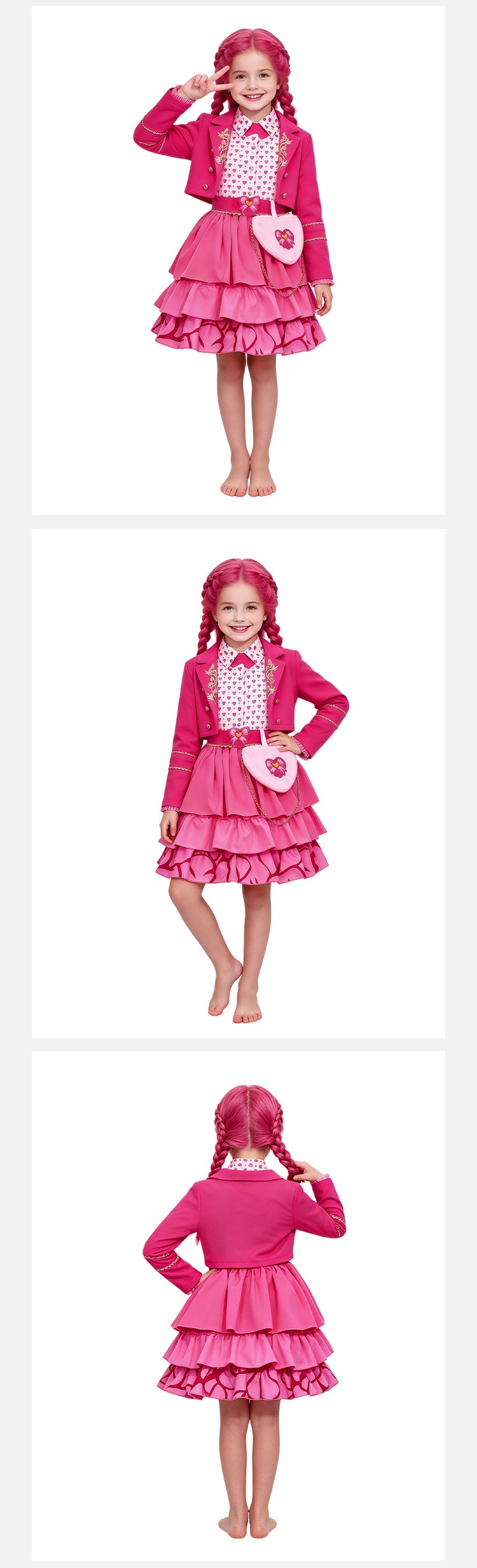 Kids Descendants The Rise Of Red Pink Princess Cosplay Costume For Halloween