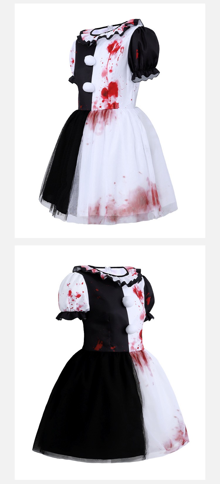 Bloody Clown Mesh Dress Cosplay Costume For Halloween
