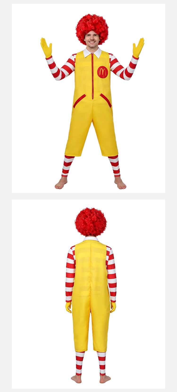 McDonald's Ronald Clown Cosplay Costume For Halloween